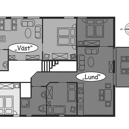 Appartement 1 -lund, Mit Balkon- *